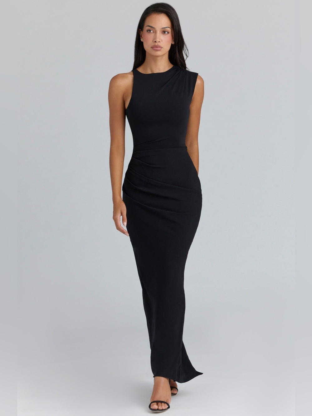 House of CB Keoni Blacl Asymmetric Draped Maxi dress nwot size S $289